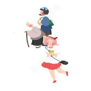 重阳节陪伴奶奶的人物手绘素材