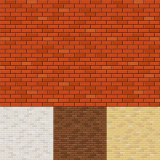 一组砖墙背景。纹理表面、砌块粗糙、砌砖和石材。