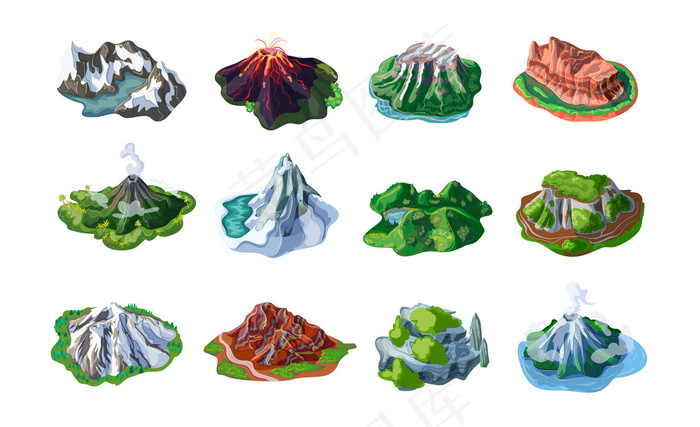 自然山峦景观集山、火山、山丘、悬崖、岩石、山峰、不同地貌于一体