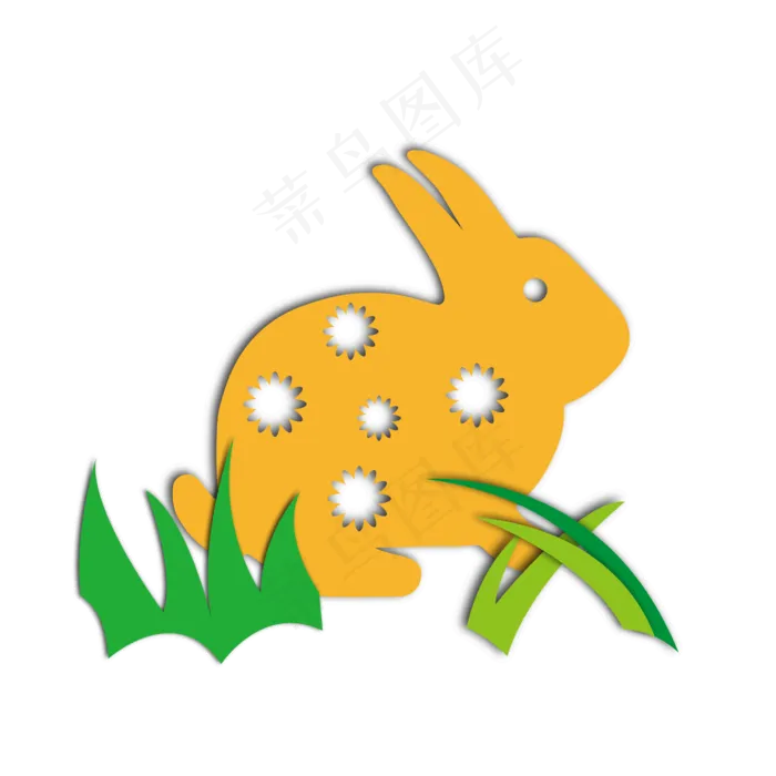 中秋玉兔剪纸风设计元素(2000X2000(DPI:300))ai矢量模版下载