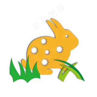 中秋玉兔剪纸风设计元素