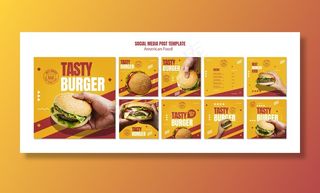 汉堡美国食品社交媒体帖子模板