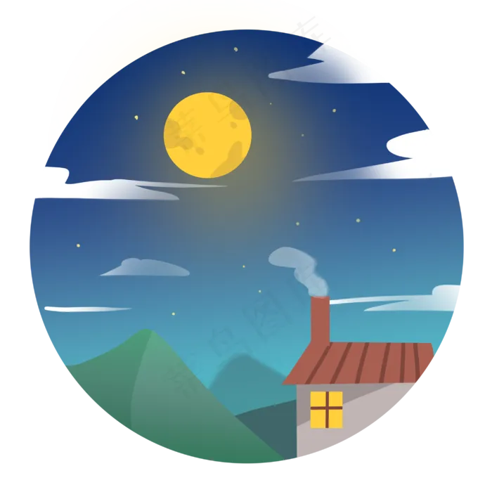 中秋节月圆之夜(3000X3000(DPI:299))psd模版下载
