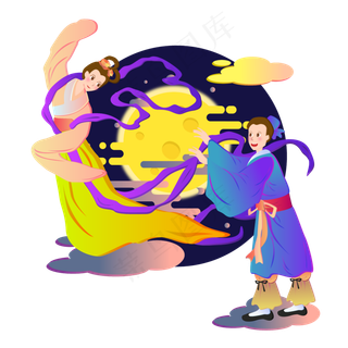 七夕情人节牛郎织女对视矢量设计