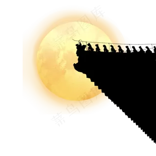 中秋节故宫角楼的月亮