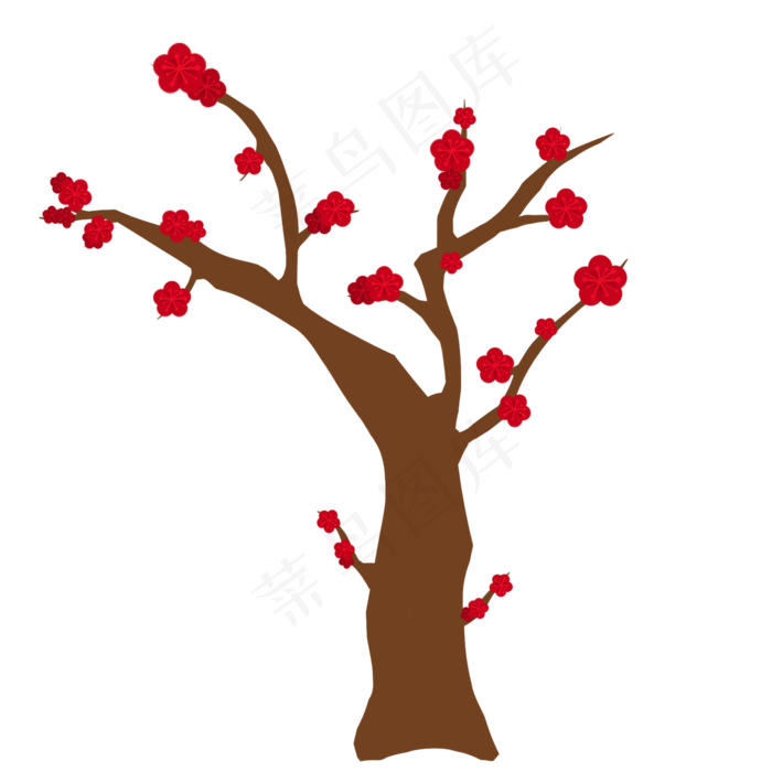 中国风手绘梅花树