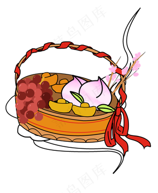 国庆节中国红果篮喜庆免扣