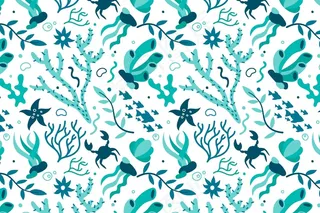 扁平蓝色珊瑚图案