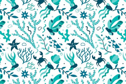 扁平蓝色珊瑚图案 扁平蓝色珊瑚图案