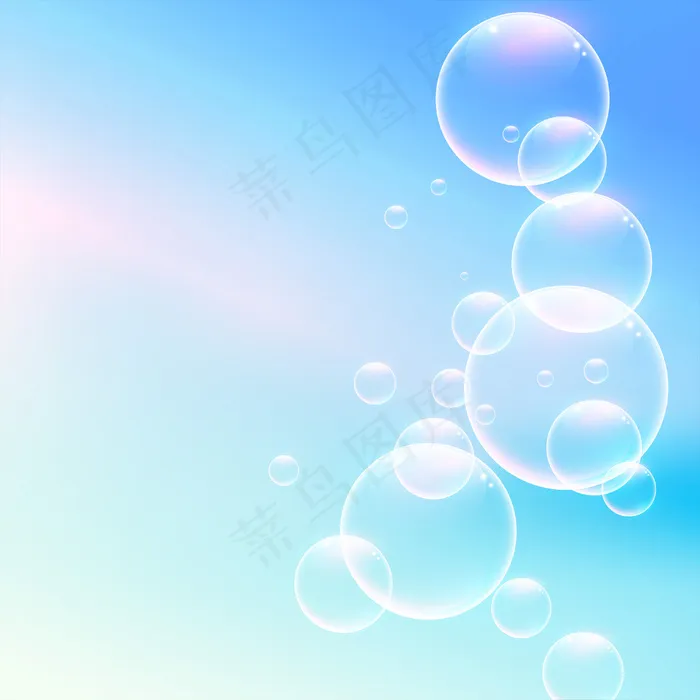蓝色背景中闪亮的软水泡eps,ai矢量模版下载