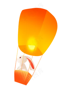 中秋节坐在许愿灯上的玉兔