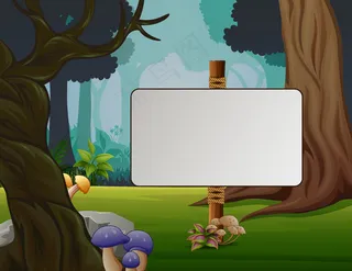 森林中的空白标志