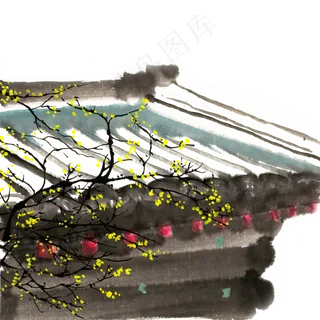 屋檐前的黄色梅花