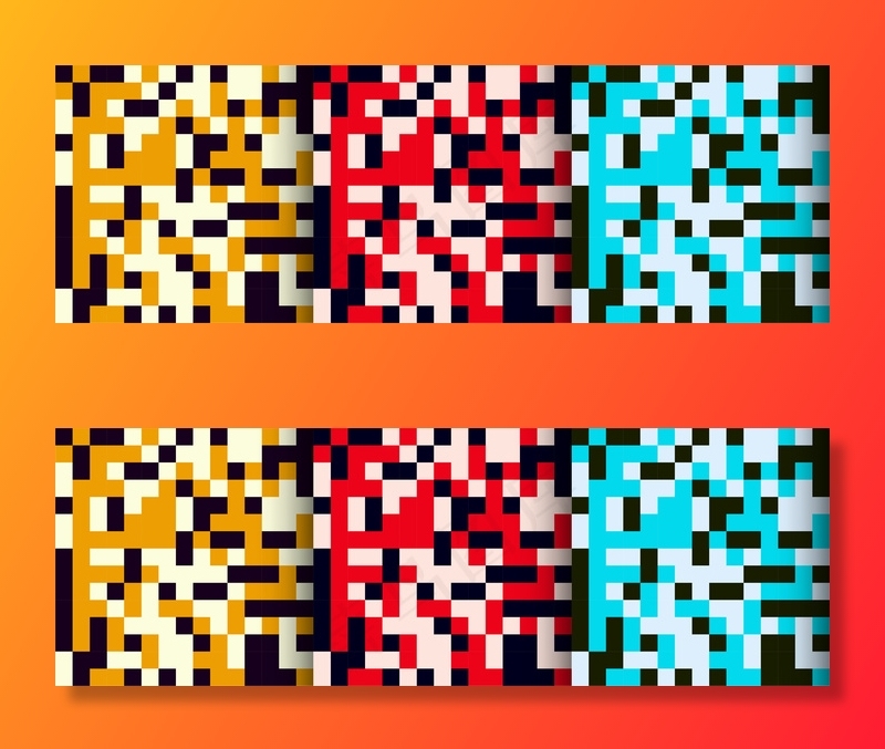 一套三幅彩色马赛克背景