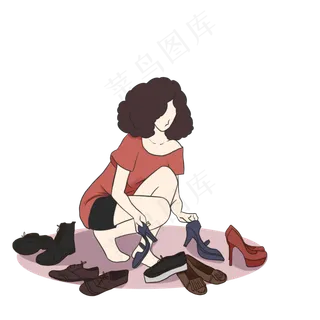 双十一鞋子类少女手绘图