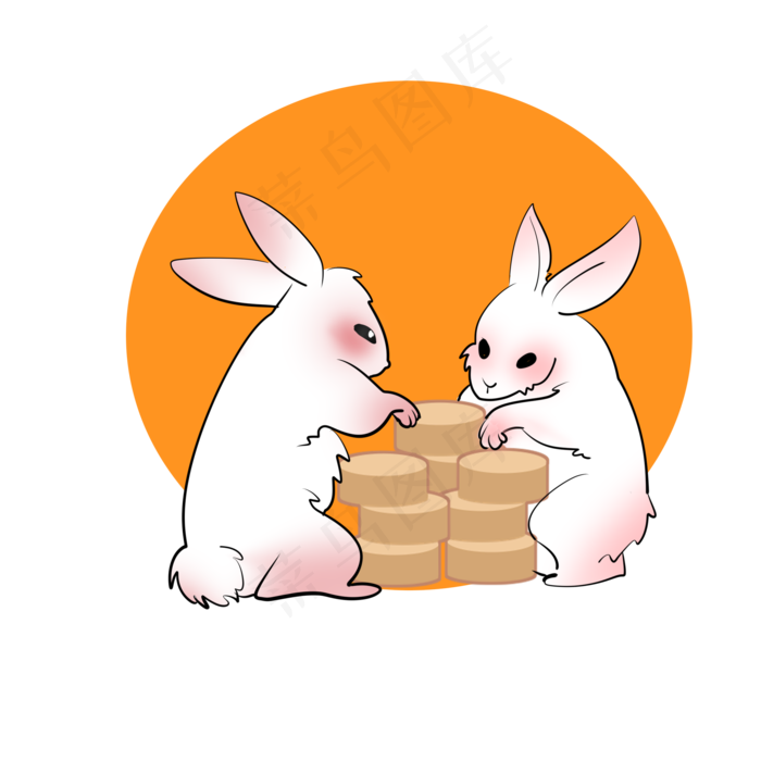 两只玉兔吃月饼(2000X2362(DPI:300))psd模版下载
