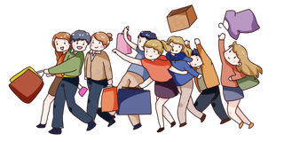 手绘卡通双十一购物节