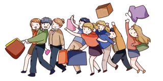 手绘卡通双十一购物节