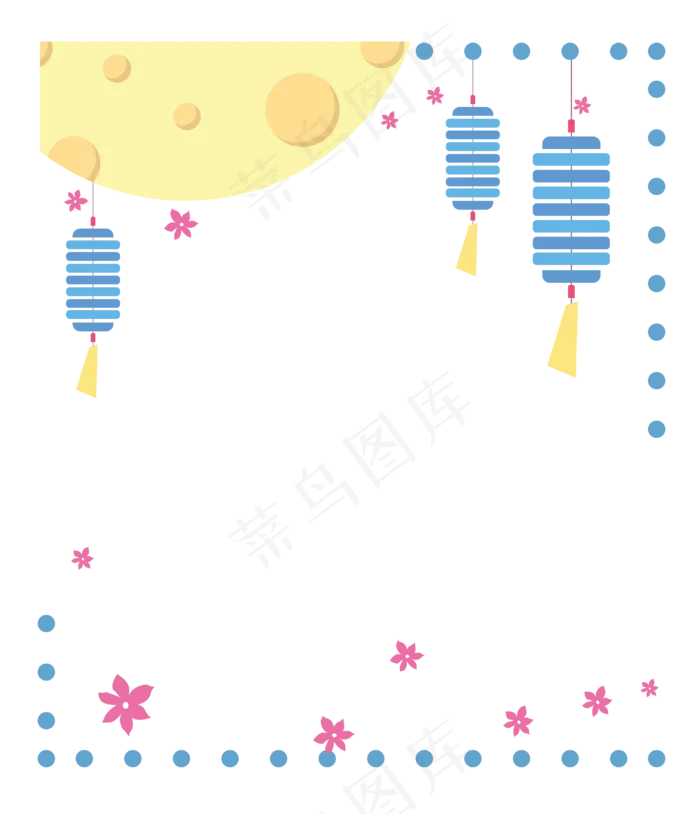 中秋节八月十五边框月亮(4000*4653px 300 dpi )ai矢量模版下载