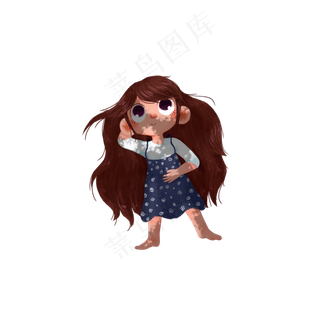 手绘卡通唯美系列躺着的女孩