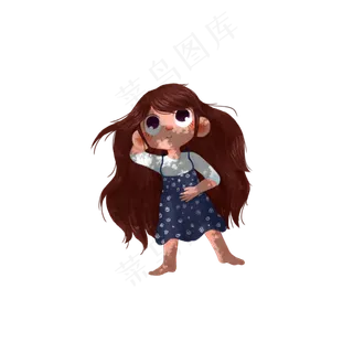 手绘卡通唯美系列躺着的女孩