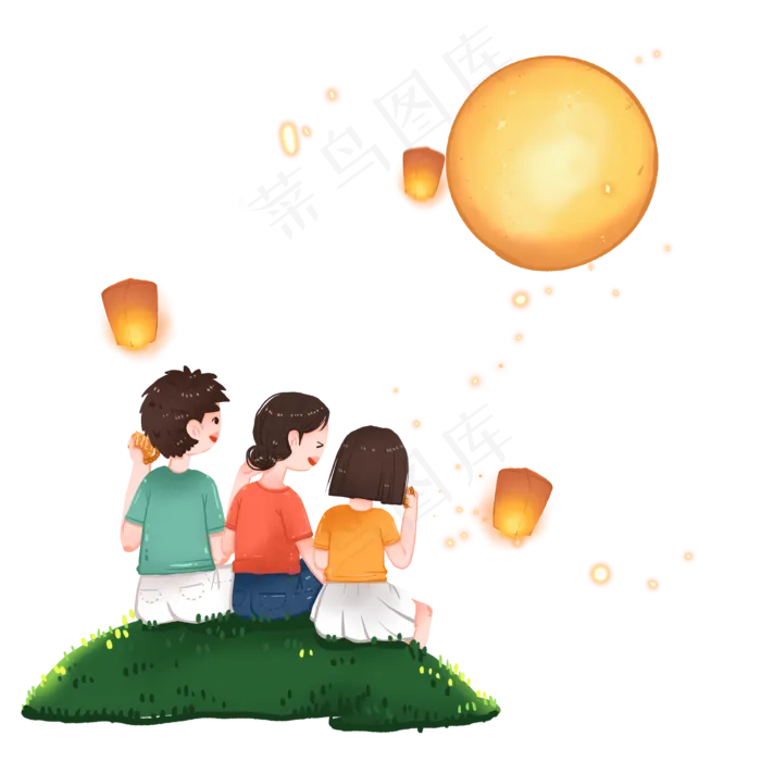 中秋节全家草地赏月温馨团聚人物(2698X2131(DPI:300))psd模版下载