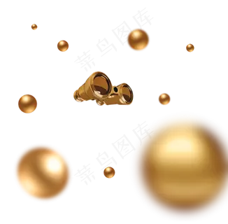 双十一金色圆球望远镜组合免扣图