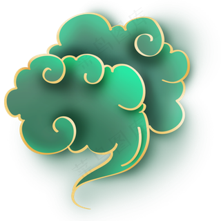 中式翠绿色祥云