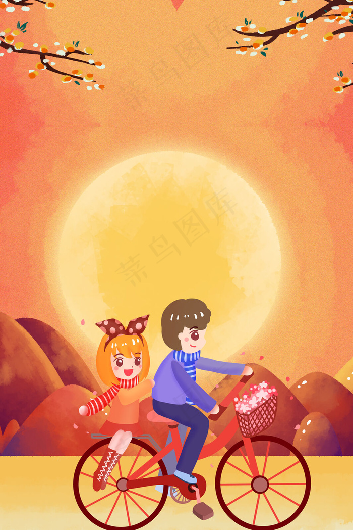 七夕红色大气主题背景