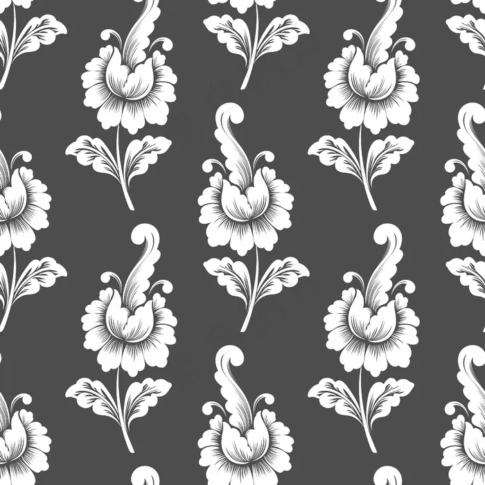 矢量花无缝图案背景。古典奢华老式花饰，壁纸、纺织品、包装用无缝纹理。eps,ai矢量模版下载