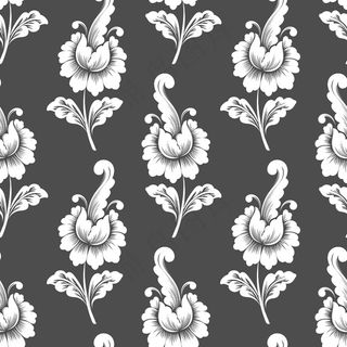 矢量花无缝图案背景。古典奢华老式花饰，壁纸、纺织品、包装用无缝纹理。