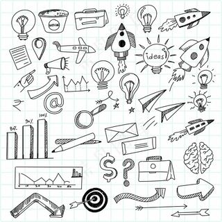 手绘技术素描图标涂鸦集设计