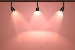 带聚光灯背景的桃色墙
