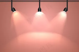 带聚光灯背景的桃色墙