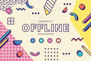 孟菲斯风格的Twitch横幅banner