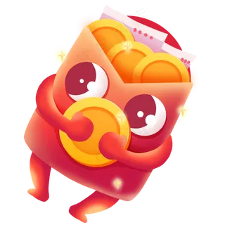 可爱抱着金币红包