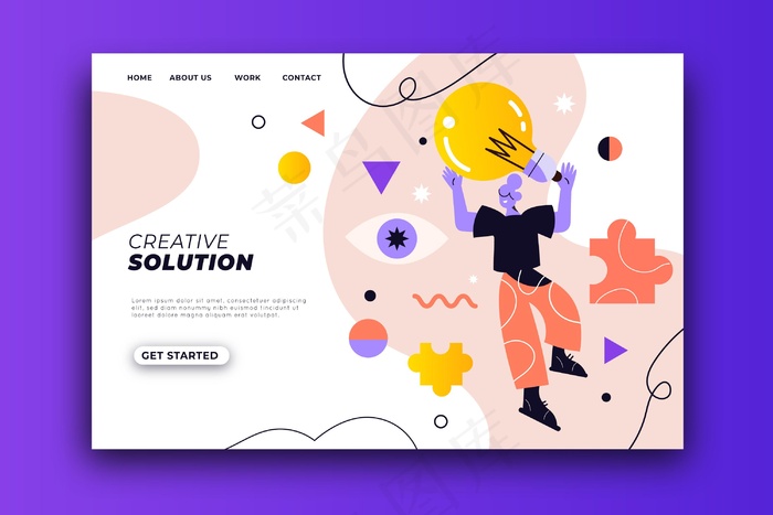 有机平面创意解决方案登录页eps,ai矢量模版下载