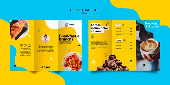 早午餐三折页小册子模板psd模版下载