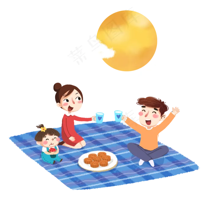中秋全家团圆赏月野餐素材(2000X2000(DPI:300))psd模版下载