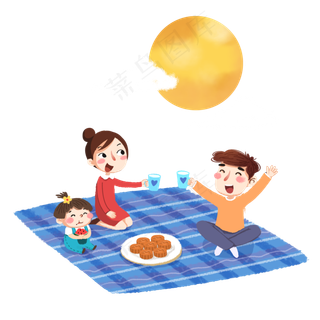 中秋全家团圆赏月野餐素材