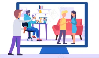 屏幕上的人正在处理视频