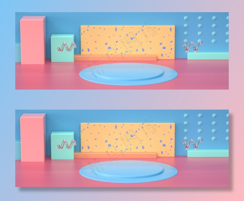 C4D立体清新电商展台banner