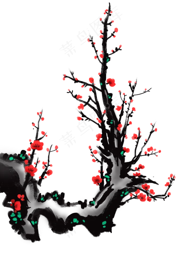 水墨梅花(2000X2988(DPI:300))psd模版下载