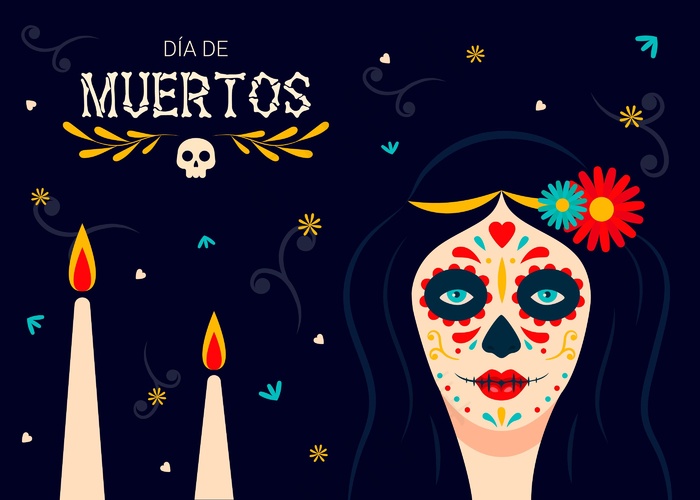 平面设计dia de muertos背景eps,ai矢量模版下载