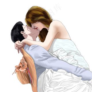 卡通人物手牵手情侣浪漫情侣情人