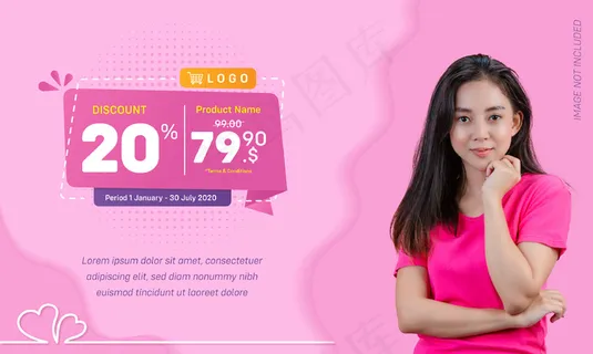 折扣社交媒体横幅banner销售液体粉色背景