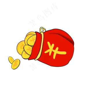 节日巨惠促销红色钱袋卡通图