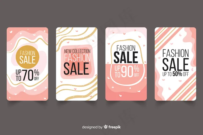 抽象时装销售模板故事eps,ai矢量模版下载