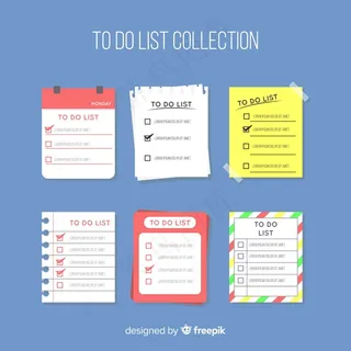 平面设计的彩色待办事项列表集合