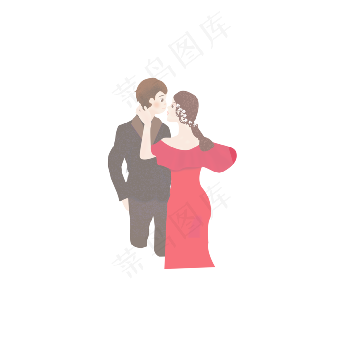 手绘唯美新郎新娘可商用元素(2000X2000(DPI:150))psd模版下载